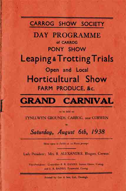 Carrog Show Programme Cover 1938